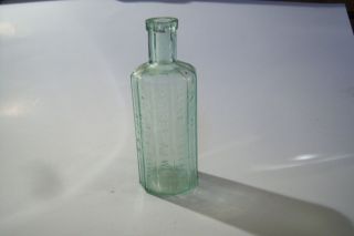 VINTAGE BITTERS BOTTLE GREEN GLASS 12 SIDES ATWOODS JAUNDICE BITTERS