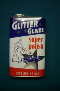 Old Vintage Glitter Glaze Auto Car Wax Can   Mint & with Cap