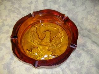 Heavy Amber Glass 10 Ashtray Indiana Tiara Eagle Shield