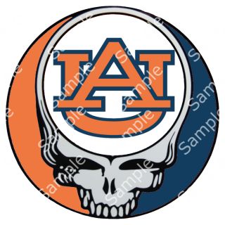 AUBURN TIGERS / GRATEFUL DEAD STEAL YOUR FACE 3 ROUND VINYL DECAL 