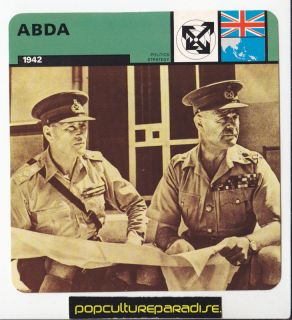 Abda General Wavell Auchinleck US UK Dutch WW2 Card