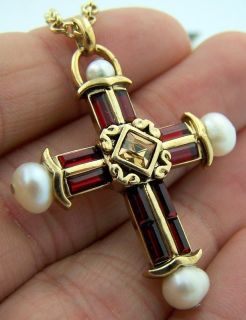 Ava Maria Madonna Mother Mary Gold P Ruby Pearl 1 75 Cross Necklace 