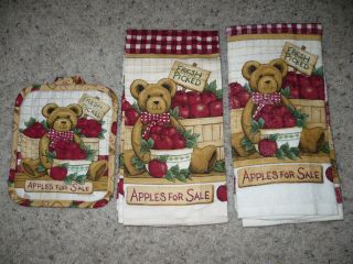 MAINSTAYS HOME Apples 4 Sale 6 Piece Kitchen Towel Set Potholder 