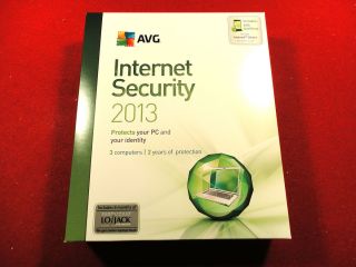AVG Internet Security 2013 3 PCs 2 Years Antivirus Android Lojack NEW 