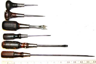 Stanley Hurwood 4 Slotted Screwdrivers and 2 Awls 074 04