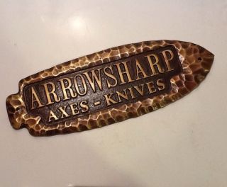 Antique Bronze Brass Arrowsharp Axes Knives Advertising Sign