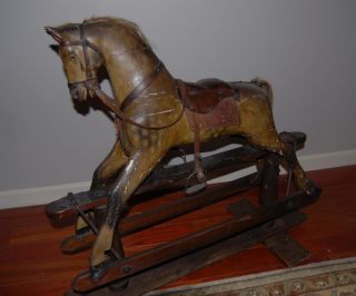 Antique F.H. Ayres Carved Rocking Glider Horse