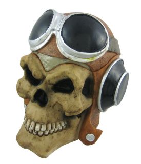 aviator human skull stash box ashtray pilot ww1