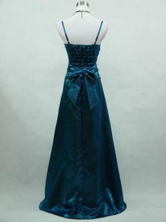 CHERLONE Satin Blue Sparkle Long Prom Ball Wedding Evening Gown 