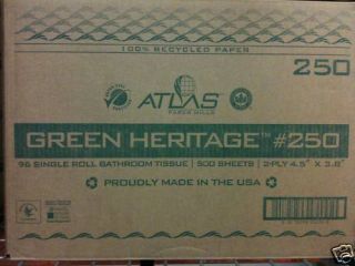 ATLAS GREEN GERITAGE 2 PLY 96 ROLL TOILET TISSUE PAPER BOX BRAND NEW