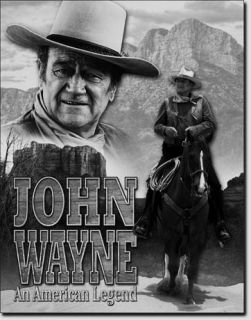 John Wayne b w TIN SIGN vtg western cowboy bar wall decor metal poster 