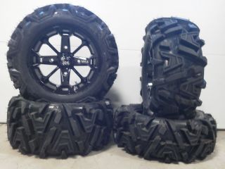 MSA Elixir Black 14 ATV Wheels 26 EFX Moto MTC Tires Yamaha Grizzly 