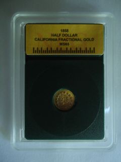 1858 California 1 2 Fractional Gold Coin Token 