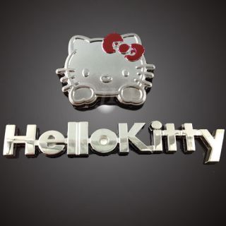 New Car Decor 3D Decal Emblem Metal Hello Kitty with Letter Auto Car 