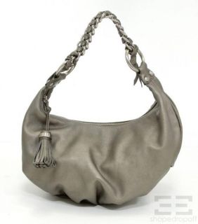 makowsky pewter leather chain link strap handbag