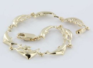   Mother Baby Ocean Sea Animal 14k Gold Eternity Bracelet Jewelry