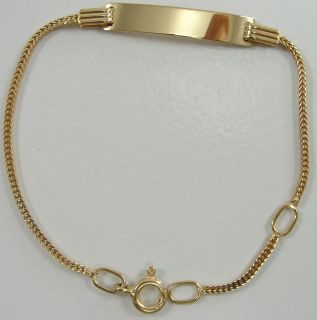 18K Yellow Gold Baby Childrens ID Name Bracelet Adjustable Engravable 