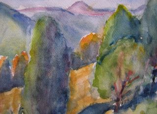 Painting Simone Fonfreide Fauvist Landscape Auvergne 16