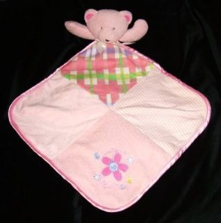 Baby Essentials Bear Blanket Lovey Pink Plaid Flower