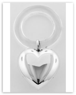 Sterling Silver Large Heart Baby Rattle Teething Ring