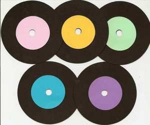 45s Records Rock and Roll Scrapbook Die Cuts Set of 5