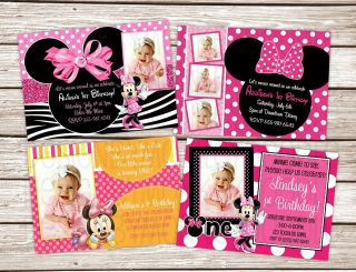 Minnie Mouse Birthday Party Invitations Printed w Envelopes 4 Styles 