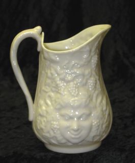    Belleek 2nd Green Mark 1955 1965 Grapes and Baccus Head Pitcher Mint