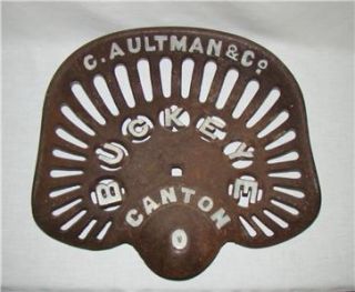 Antique C. Aultman & Co. Buckeye Cast Iron Tractor Seat, Canton O, 16 