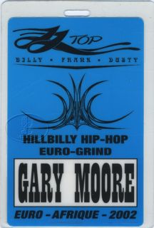   Top Gary Moore 2002 Euro Afrique Tour Laminated Backstage Pass