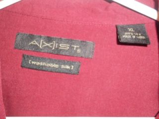 Axist Mens Silk Shirt Top Size XL Extra Large Burgundy Bowling Short 