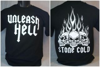 Stone Cold Steve Austin Unleash Hell Skull T Shirt New