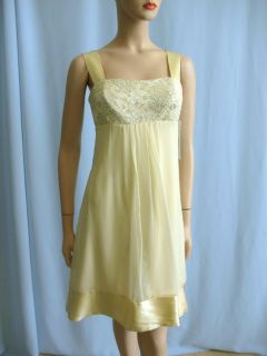 Badgley Mischka NEW Cream Lace Silk Dress Sz 6 NWT $650