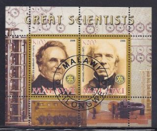   Scientist Michael Faraday & Charles Babbage Malawi Souvenir Sheet S/S
