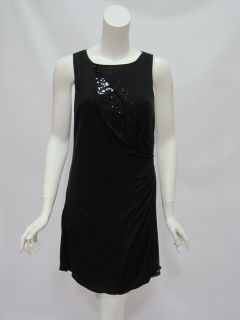 Sachin Babi Womens Notte Onyx Black Sequin Inlay Wrap Dress 0 $240 New 