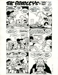 Peter Bagge The Bradleys in Table Talk Original 1 Pager Comic Art 