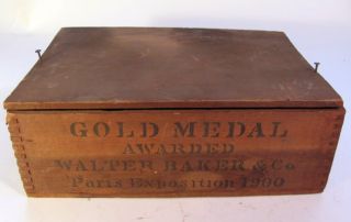 Antique Bakers Chocolate Wood Advertising Box