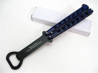 BLUE Bottle Opener Balisong BUTTERFLY Practice Knife TRAINER