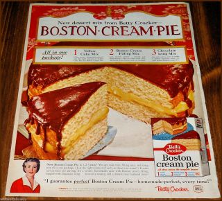   Crocker Boston Cream Pie Mix Vintage Food Baking Kitchen Ad