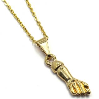 Gold 18k GF FIGA HAND Pendant Amulet Good Luck Charm & Chain Necklace 