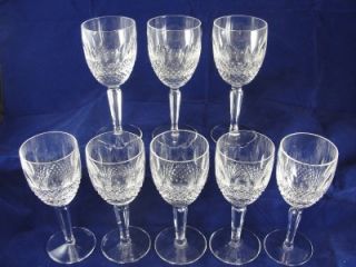 Fine 8 Waterford Crystal Glasses Colleen Tall Heavy Red Wine Goblets 6 