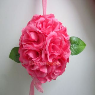   Wedding Party Silk Rose Kissing Balls Flower Decoration Fuchsia