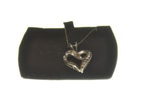 White Gold and Diamond Heart pendant and necklace