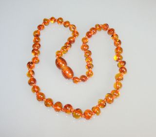 Genuine Baltic Amber Beads Baby Teething Necklace Cognac Color rounded 