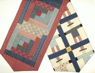 Log Cabin Patchwork Pre Cut Table Runner Kit 13x45 inch USA Patriotic 