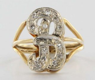 Vintage 14k Yellow Gold Letter B Initial Pinky Ring Estate Jewelry 