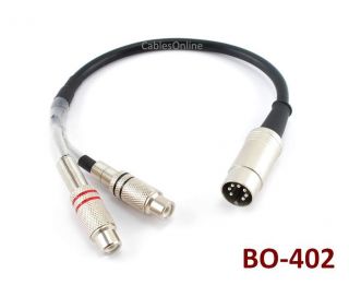 Bang Olufsen 1 Foot 7 Pin DIN Plug to 2 RCA Jacks Audio Cable Bo 402 