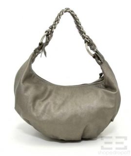 Makowsky Pewter Leather Chain Link Strap Handbag