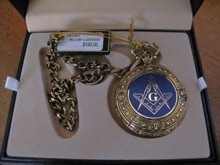 NEW Jules Jurgensen Masonic Mens BLUE LODGE Pocketwatch with chain