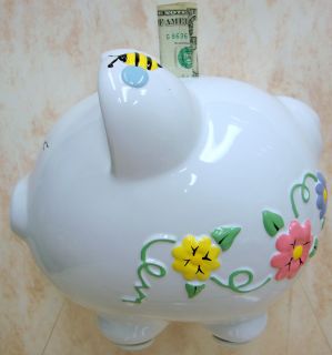 Piggy Bank Bee Happy Butterfly Flowers Raised CR100BEE