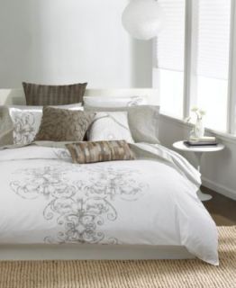 AT HOME Bar III Vintage Scroll Cotton FULL QUEEN Comforter White